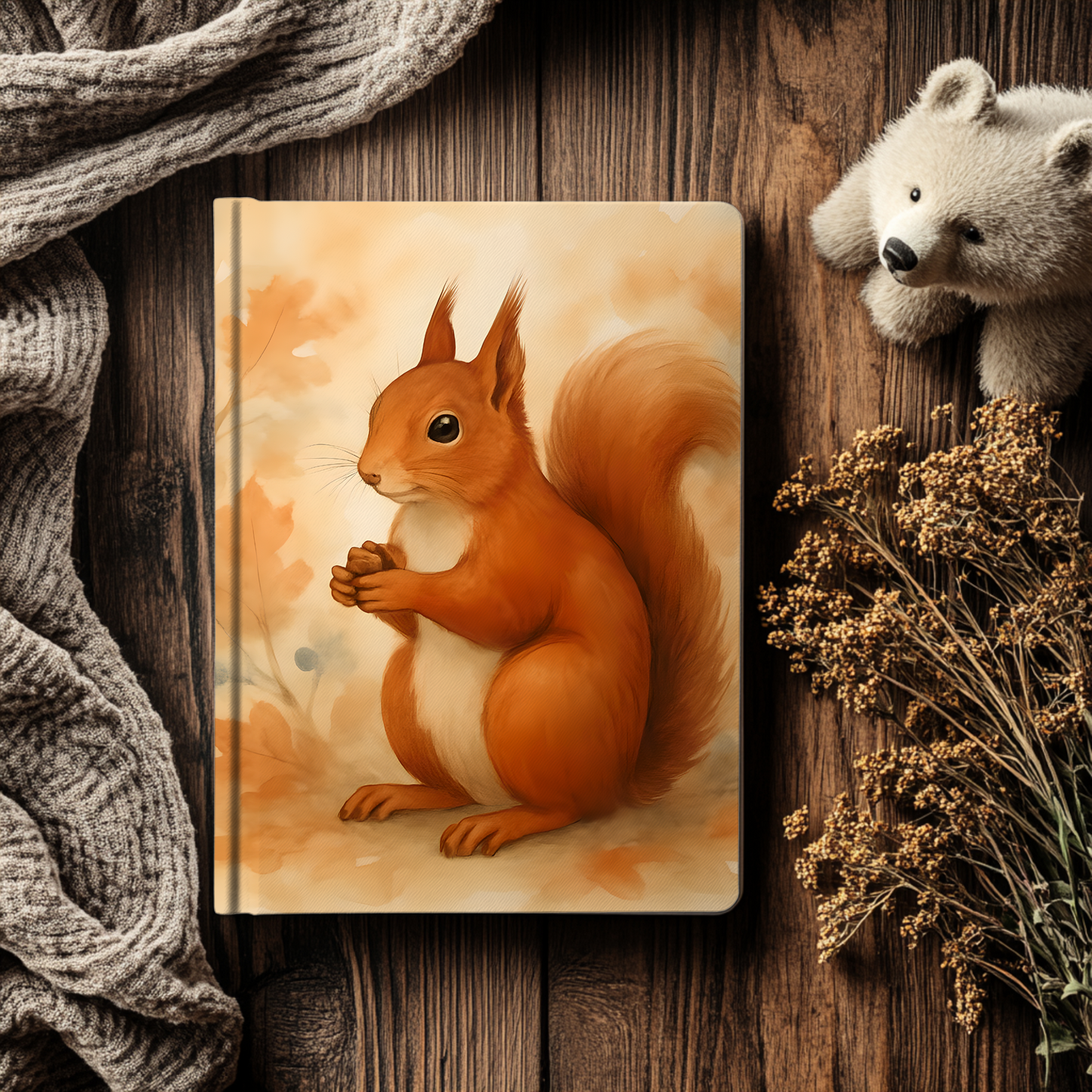 Red Squirrel Notebook, Adorned with mesmerizing squirrel art, this cute spiral notebook is perfect for squirrel lovers and dreamers alike.