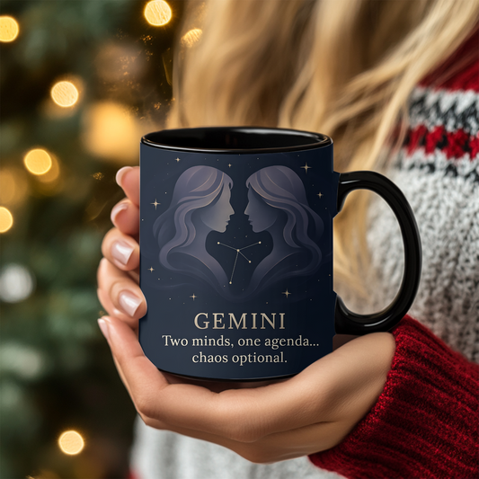 Gemini Astrology Mug,  it's the ideal Gemini birthday gift, melding the allure of their horoscope with the practical elegance of a Gemini coffee cup.