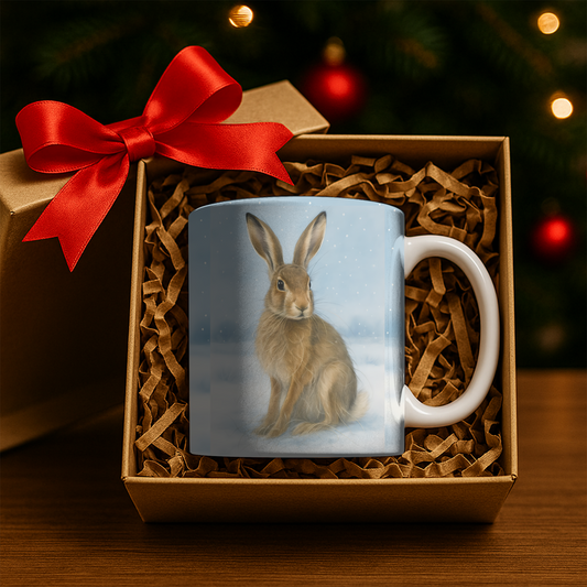Winter Hare Coffee Mug, creating the perfect festive mug for your cozy winter mornings,perfect for celebrating the winter solstice.