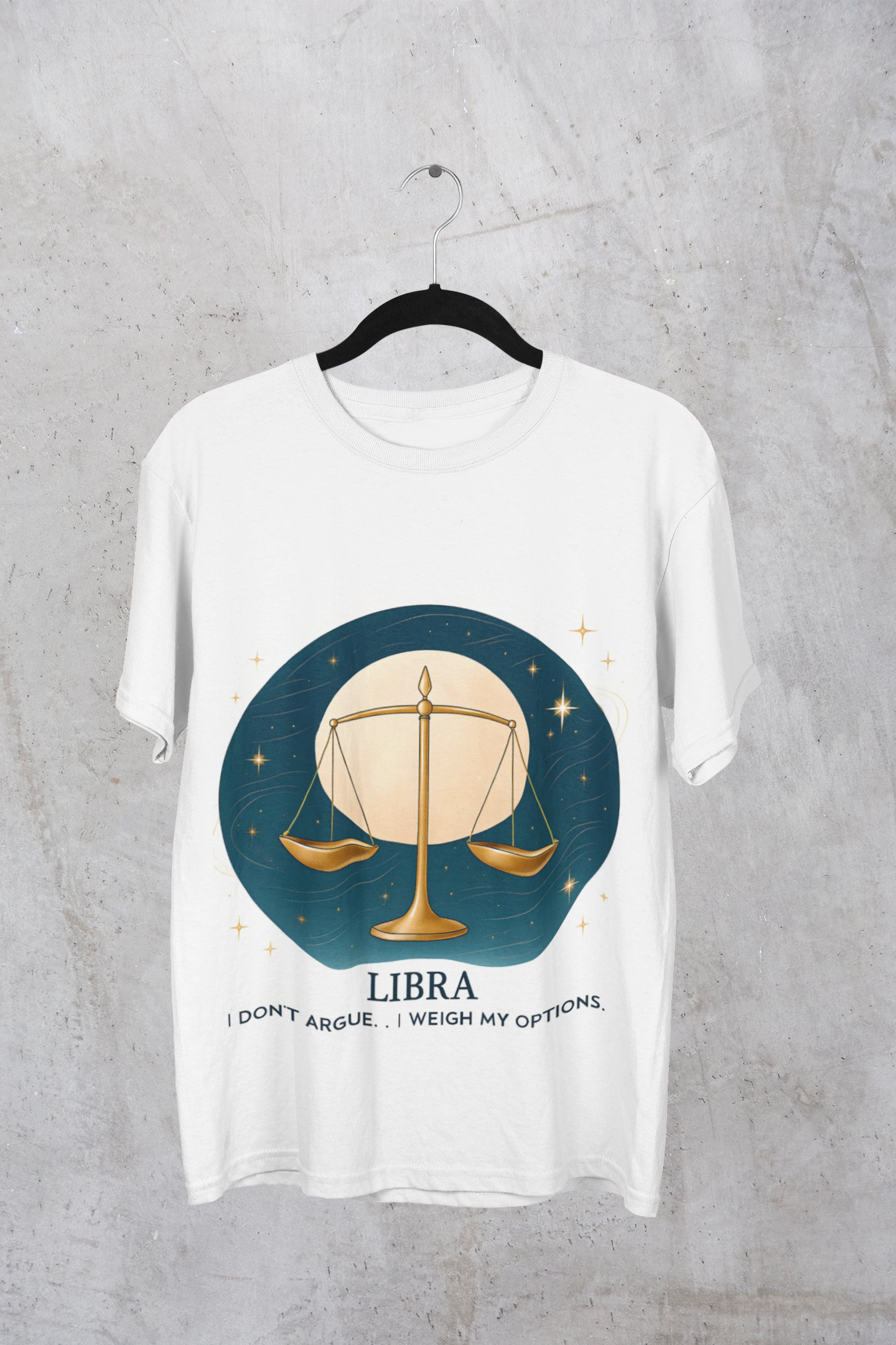 Libra Astrology T-shirt, Whether you're searching for a Libra birthday gift or simply want to celebrate your own Libra zodiac charm, this zodiac t-shirt embraces the balance and beauty of your star sign.