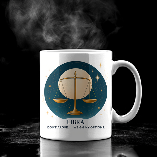 Libra Astrology Mug, Sip your coffee or tea from this captivating mug and feel the stars align, making it the perfect gift for Libra enthusiasts who appreciate the subtle beauty of the cosmos.