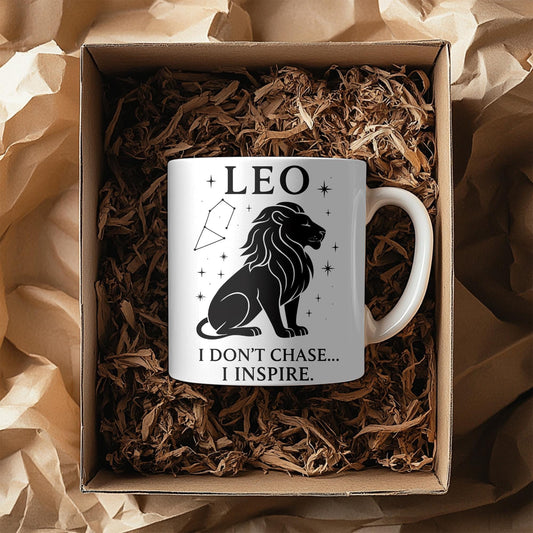 Leo Astrology Mug, A delightful gift for any Leo, this Leo star sign mug ensures their zodiac spirit shines with every drink.