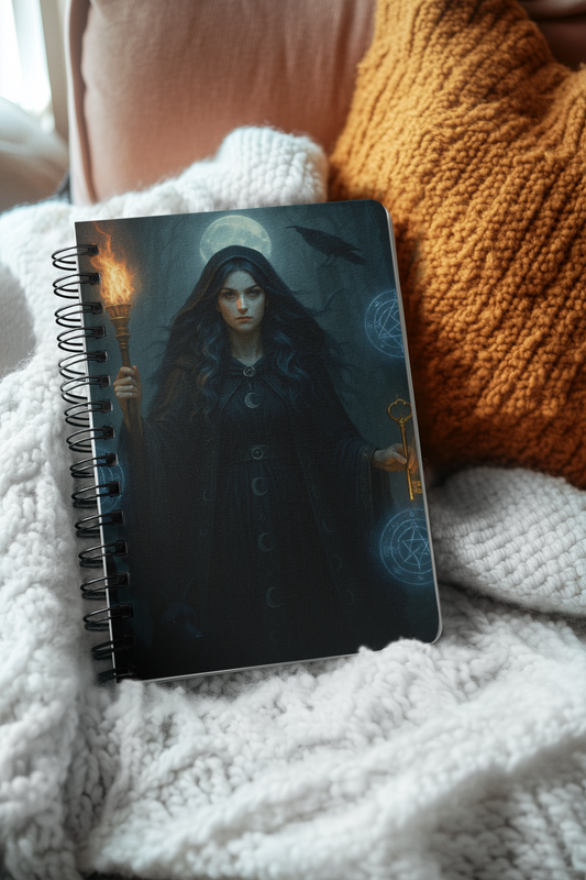 Hecate Goddess Notebook Journal, With pages to document your spells, dreams, and visions, it's more than just a witch journal; it’s a sacred space where whispers of the Greek Goddess, Hekate. journal