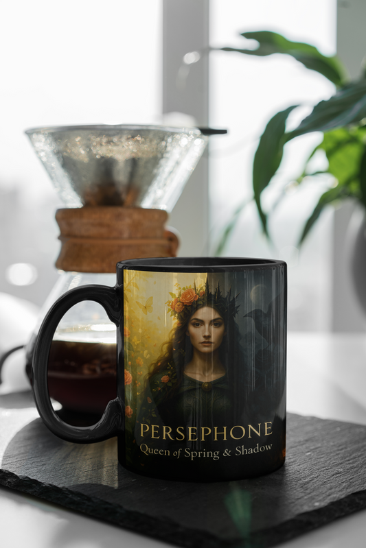Goddess Persephone Mug, perfect for those who cherish the stories of Greek gods, adding a magical touch to your morning ritual. Let this witchy mug be your daily reminder of Persephone’s elegance and strength.,witchy stuff,witch gift