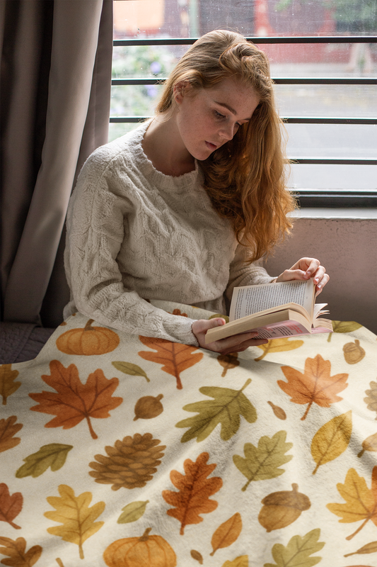 Cozy Autumnal Leaves Blanket, Transform your space into a haven of autumnal charm with this exquisite autumn blanket.