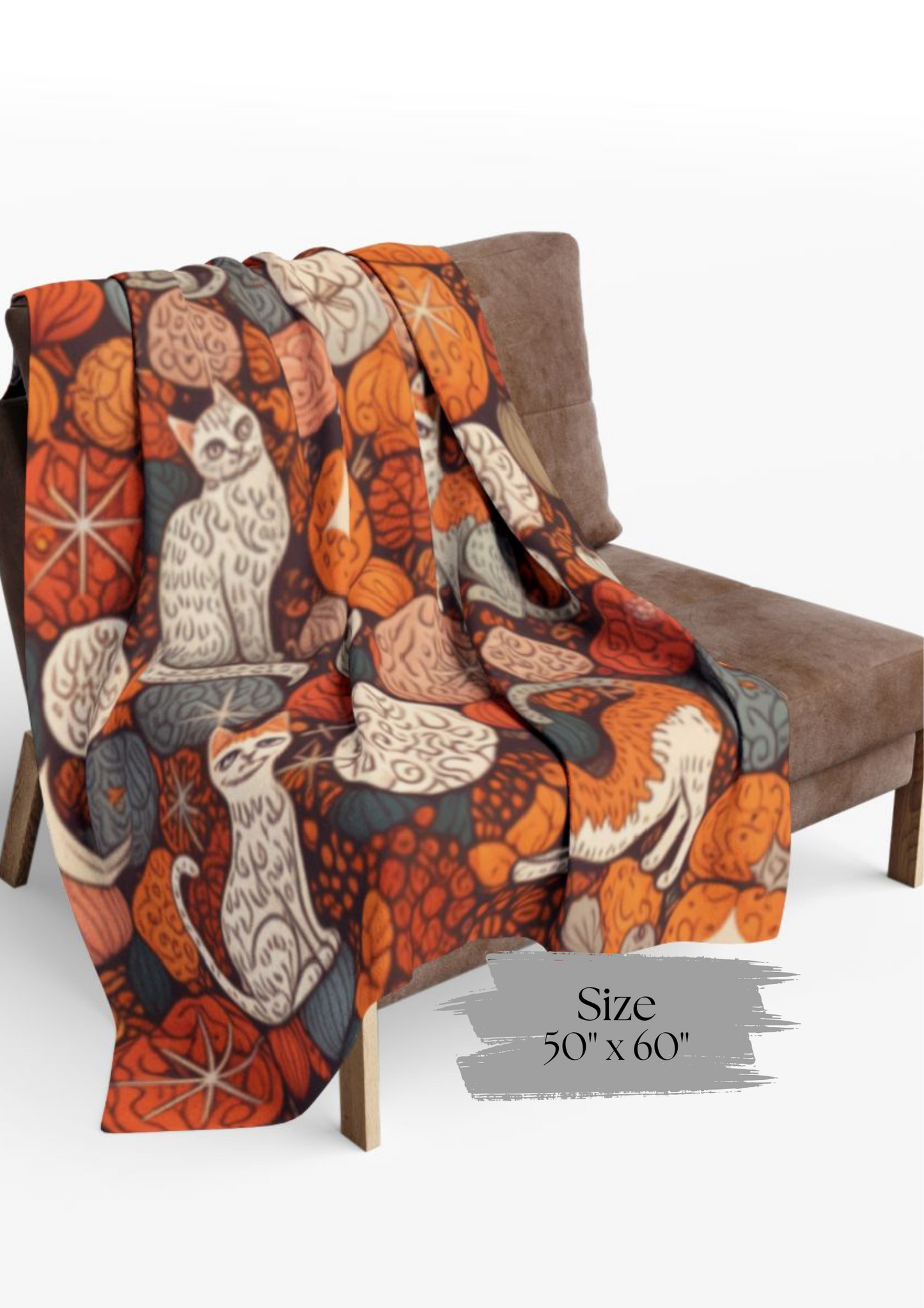 Autumn Cat Pumpkin Blanket, a snuggle blanket for your home,a masterpiece of autumnal decor.