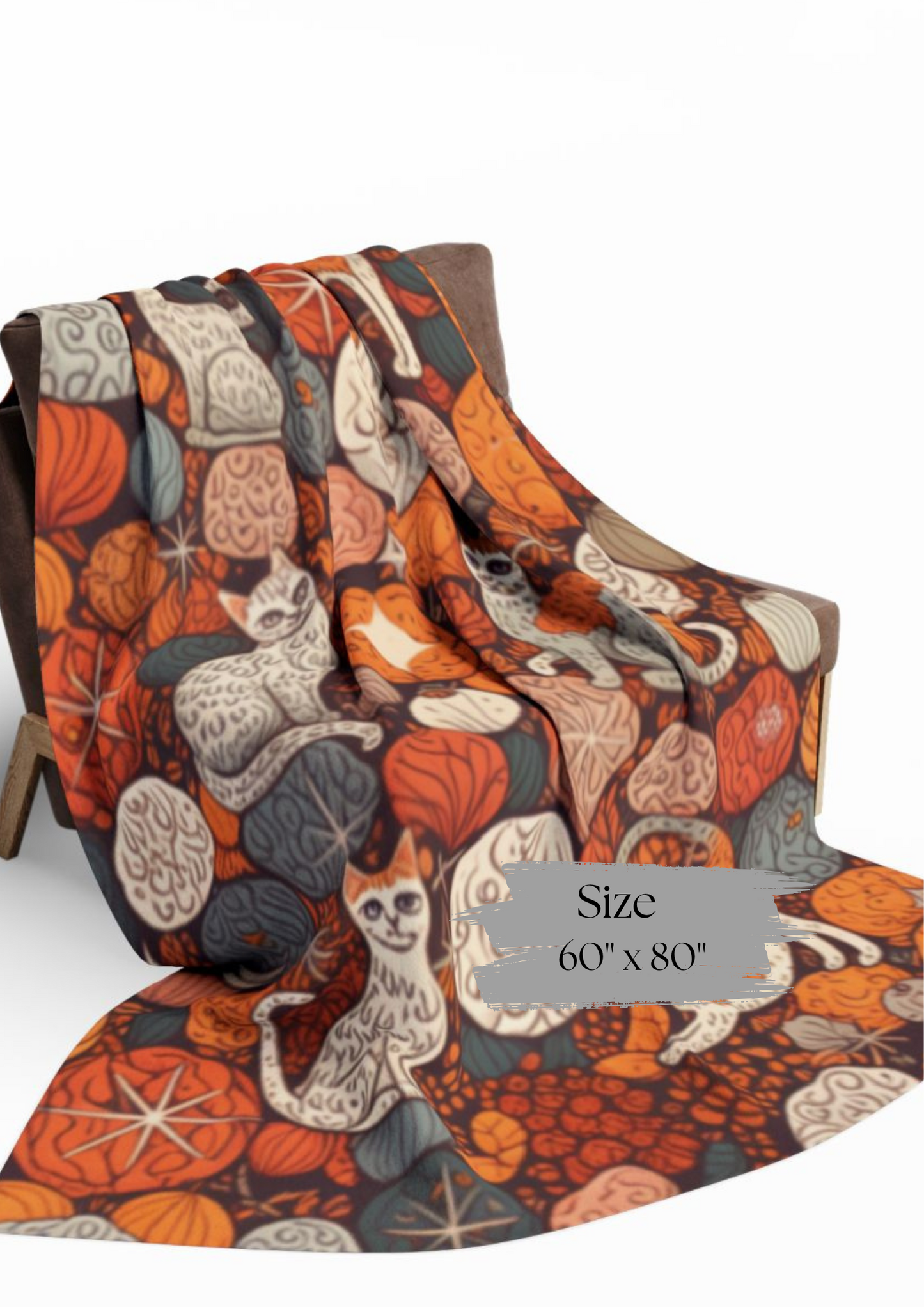 Autumn Cat Pumpkin Blanket, a snuggle blanket for your home,a masterpiece of autumnal decor.