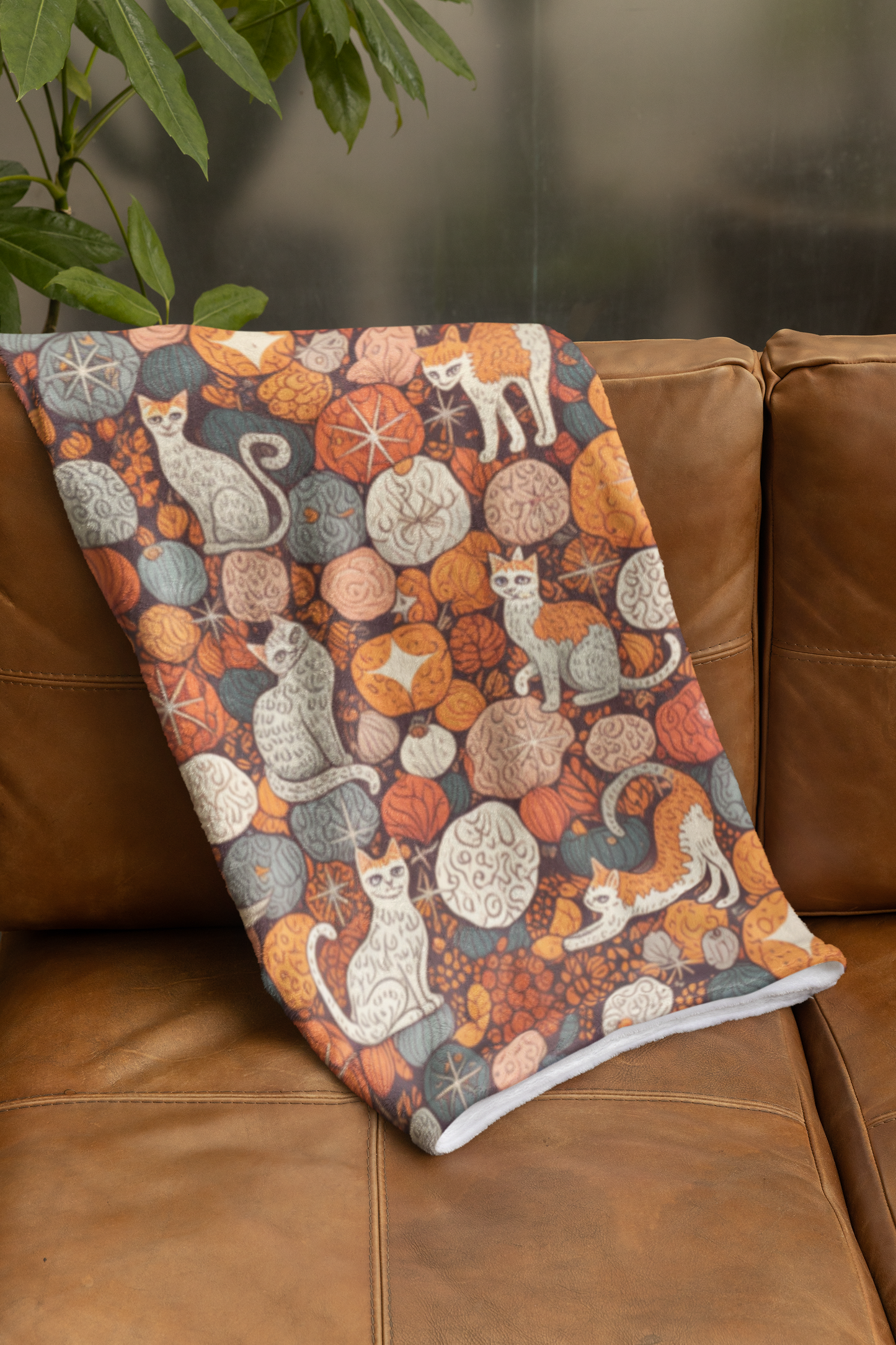 Autumn Cat Pumpkin Blanket, a snuggle blanket for your home,a masterpiece of autumnal decor.