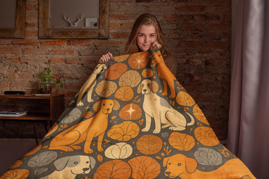 Autumnal Dog Throw, this cute dog blanket adds the perfect touch of autumn cozy to your home.