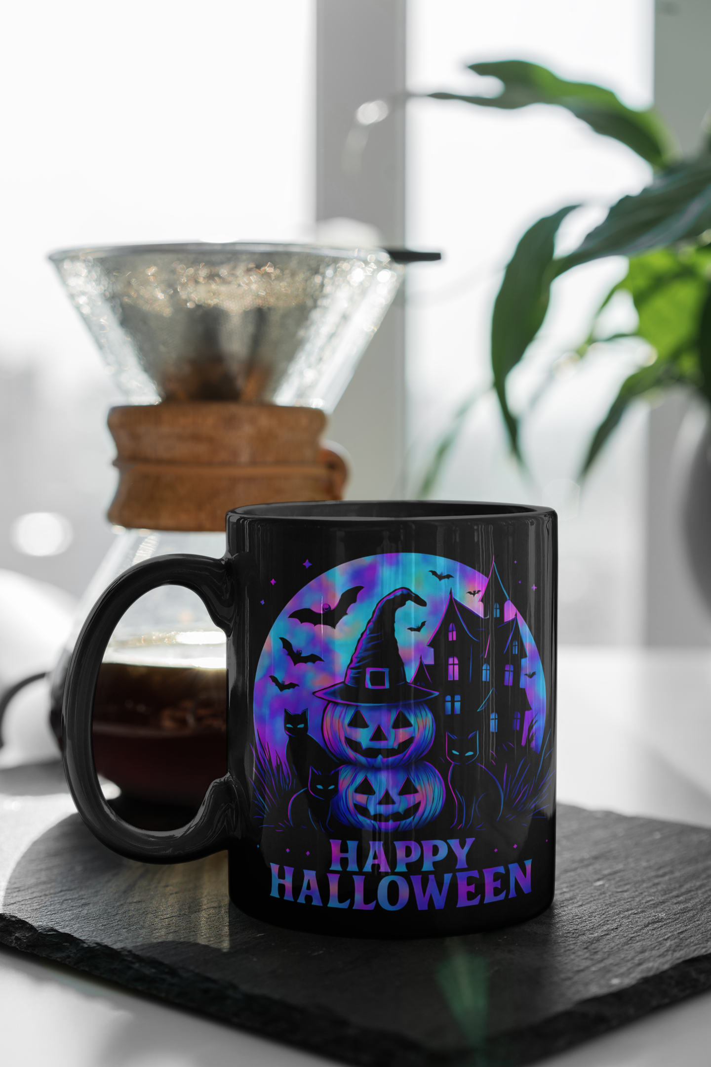 Spooky Holographic Mug, let its spooky cups' design bring a jackolantern glow to your morning brew.