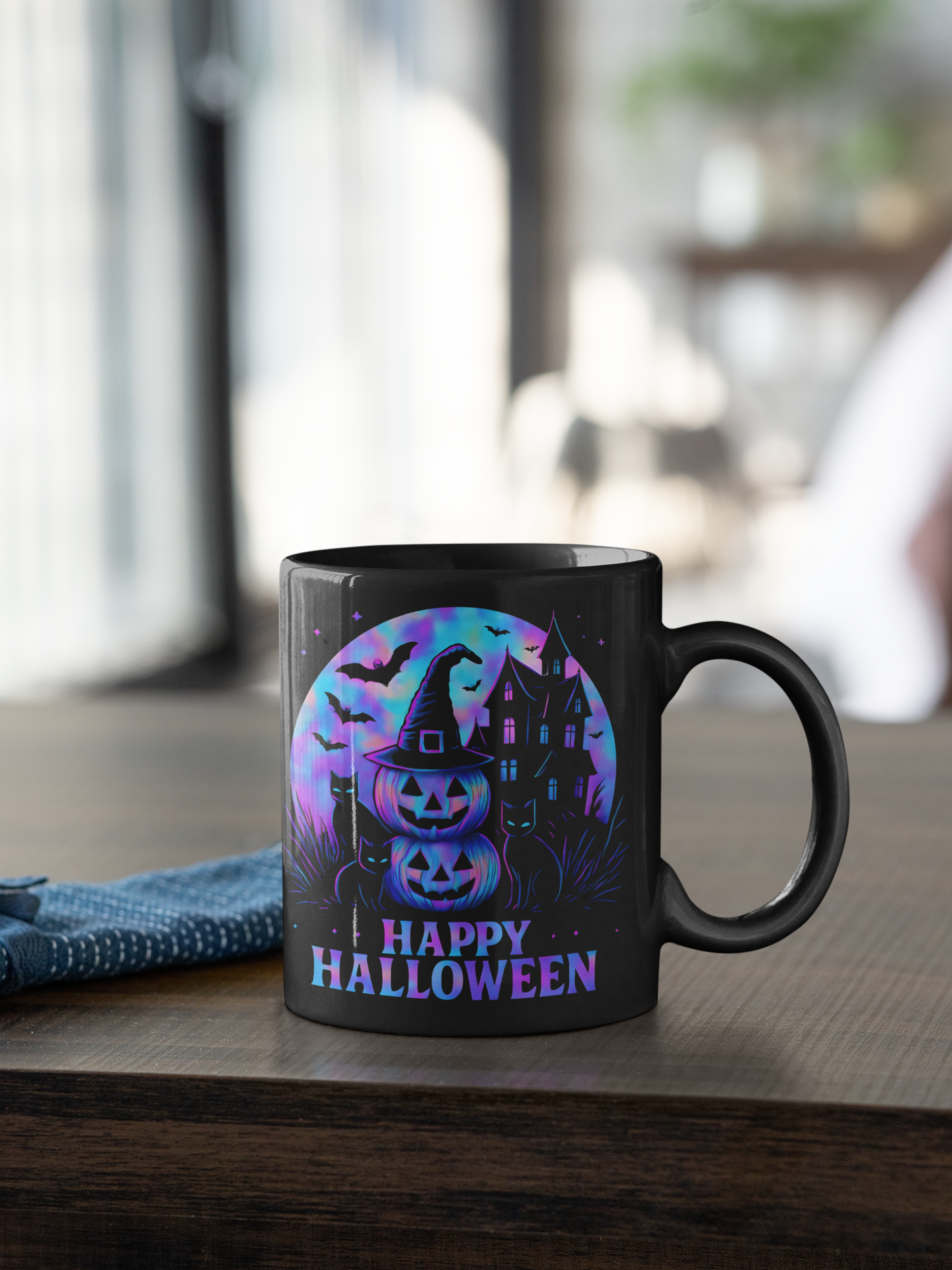 Spooky Holographic Mug, let its spooky cups' design bring a jackolantern glow to your morning brew.