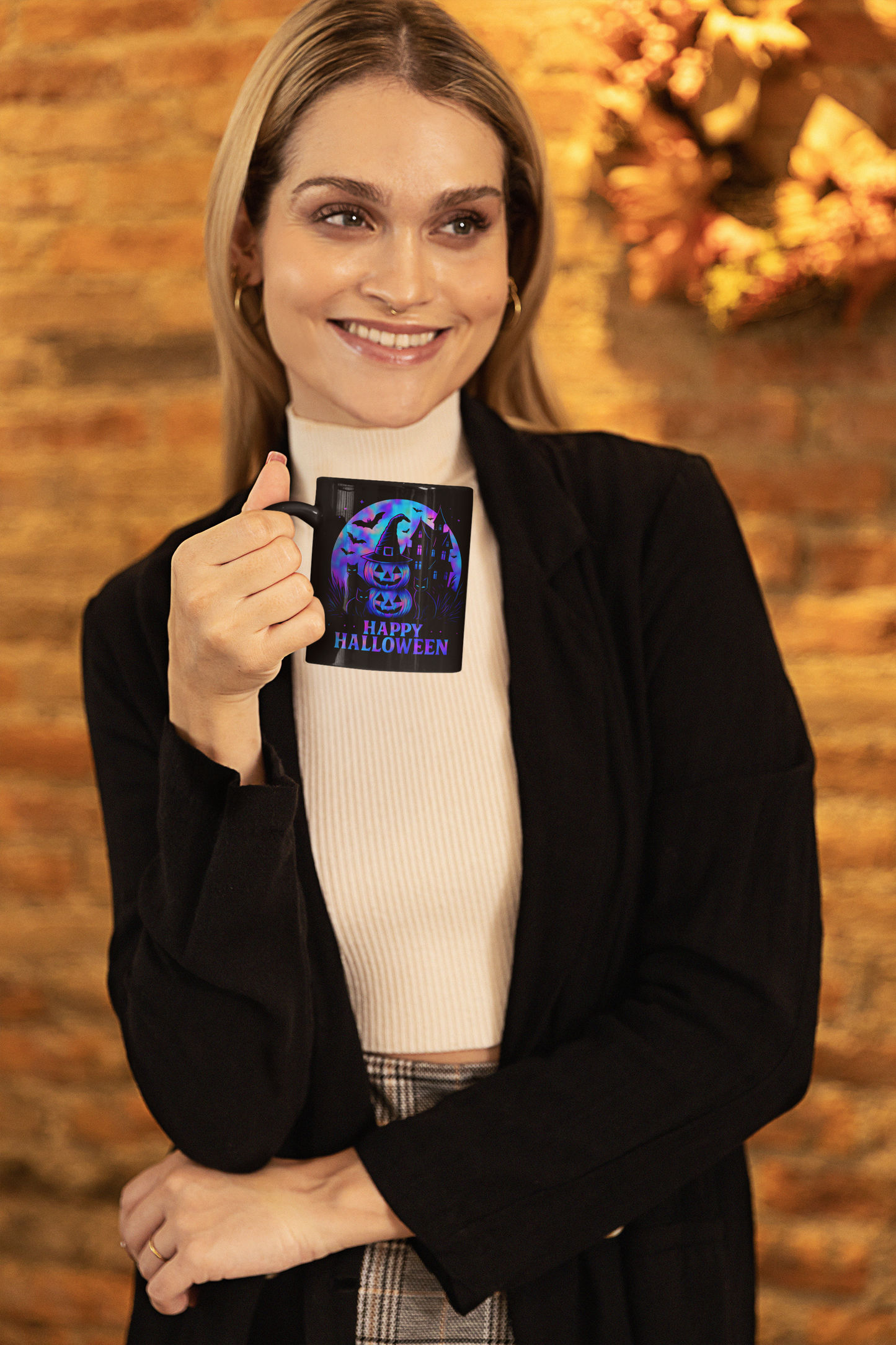 Spooky Holographic Mug, let its spooky cups' design bring a jackolantern glow to your morning brew.