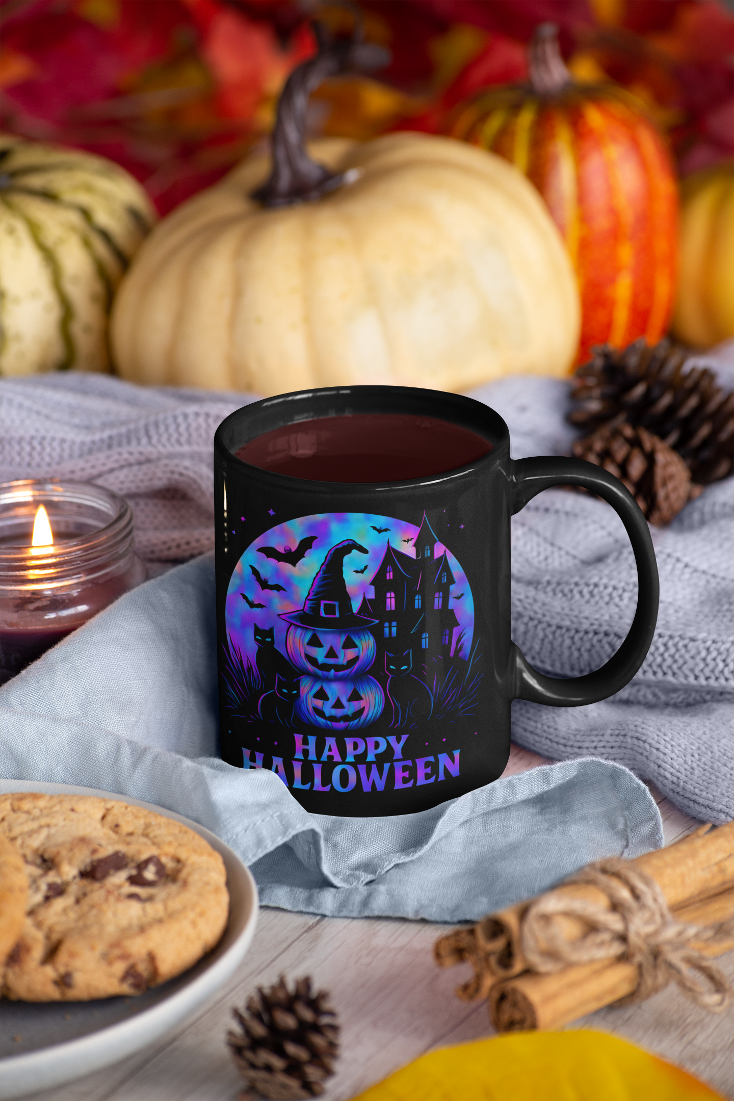 Spooky Holographic Mug, let its spooky cups' design bring a jackolantern glow to your morning brew.