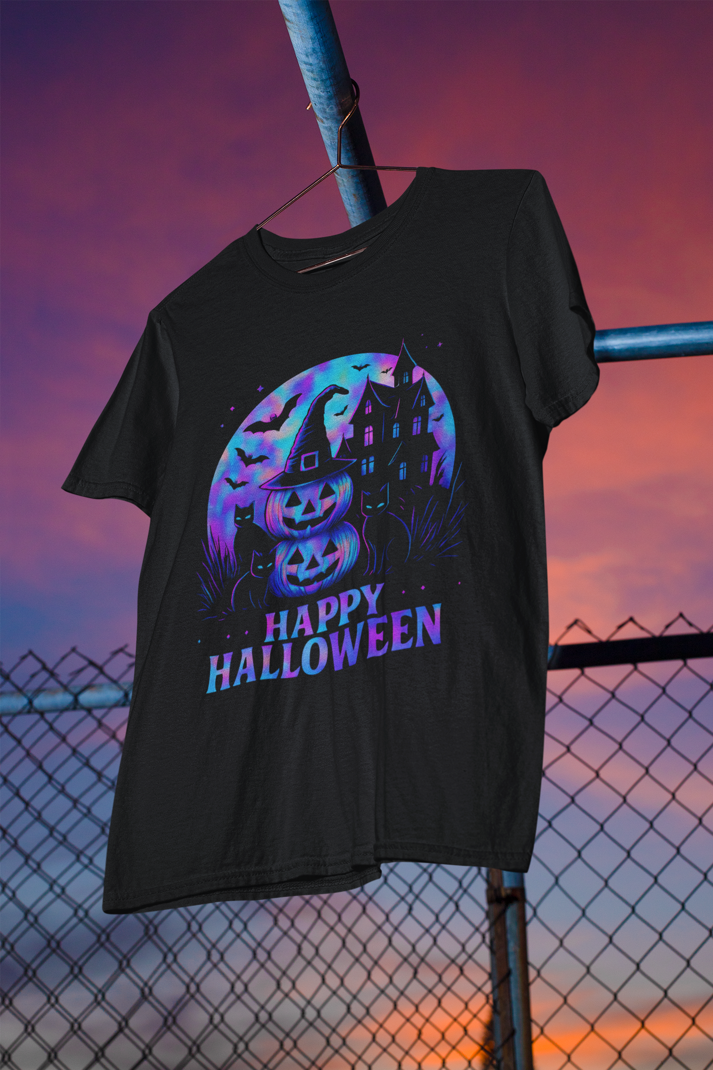 Happy Halloween Holographic T-Shirt,this holographic pumpkin wonder ensures you stand out in style