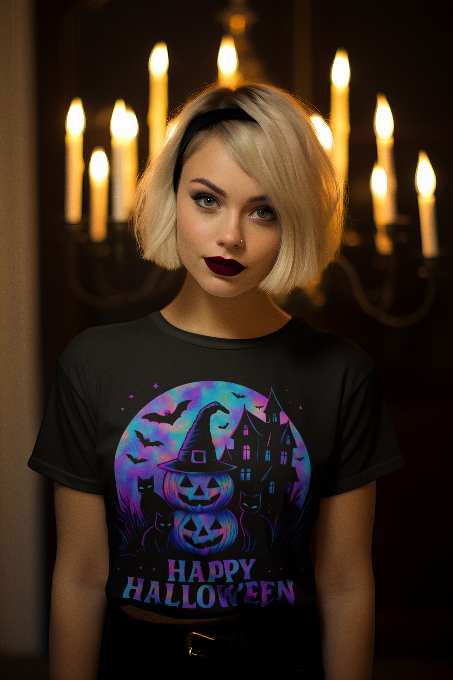 Happy Halloween Holographic T-Shirt,this holographic pumpkin wonder ensures you stand out in style