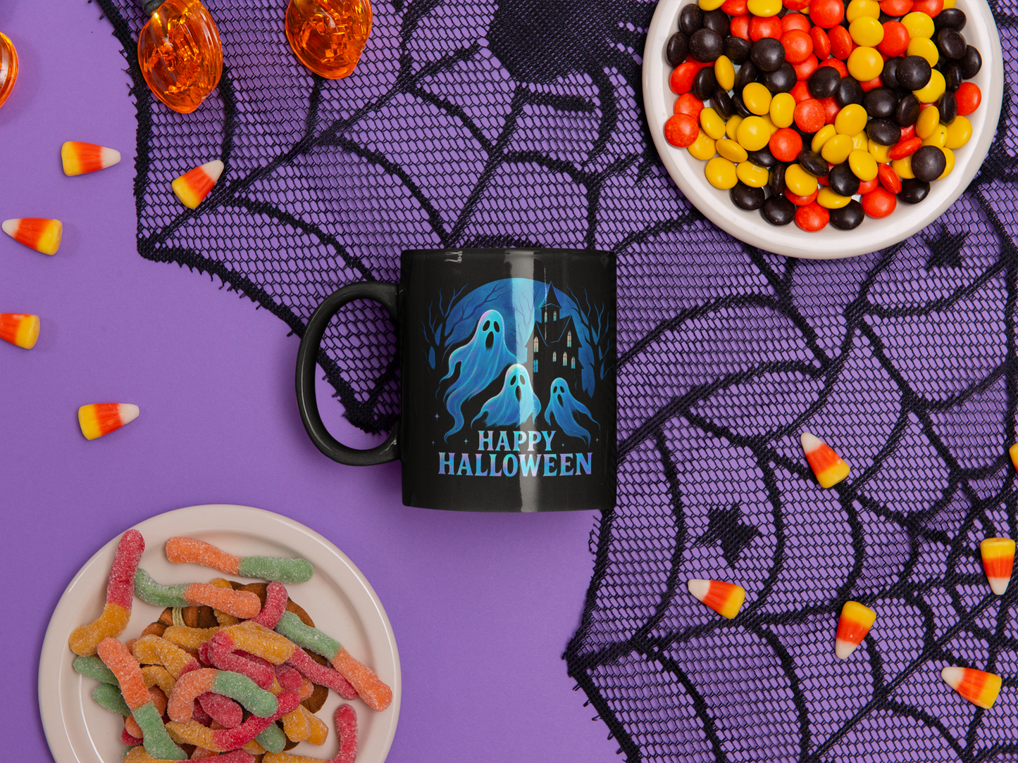 Holographic Style Ghost Mug,Sip your coffee in style and let these adorable ghosties make every cup feel like a festive celebration.