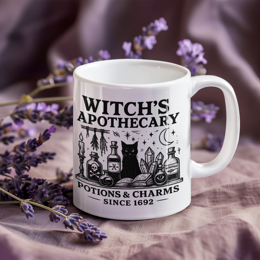 Witch's Apothecary Established 1692 Mug, a spellbinding addition to any witchy kitchen.