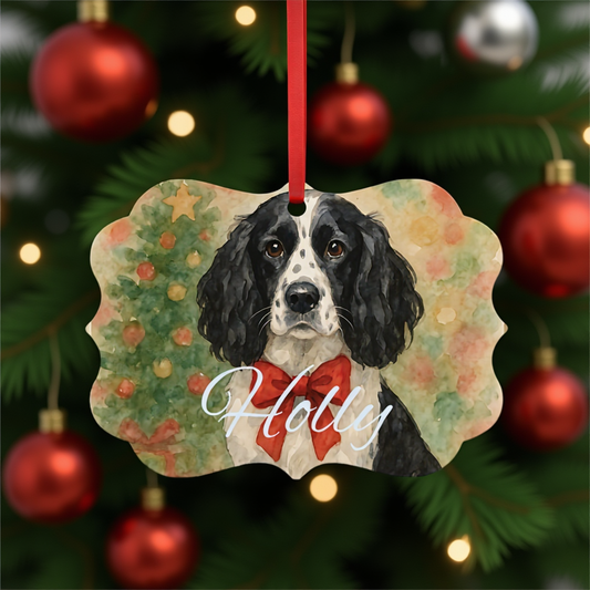 Festive Personalized Springer Spaniel Ornament, Celebrate the season with this timeless tribute to your loyal English Springer.
