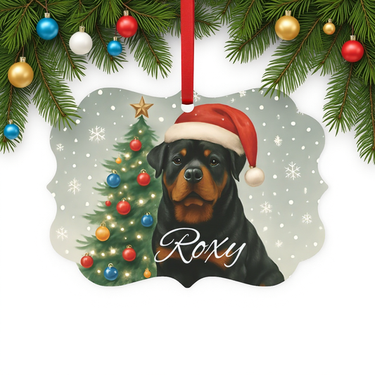 Personalized Rottweiler Tree Ornament, this metal tree ornament is more than a seasonal decoration—it's a heartfelt tribute to rottie enthusiast.