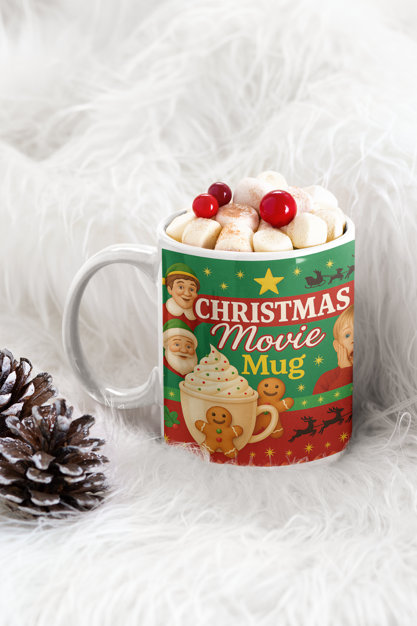 Christmas Movie Mug,Celebrate the joyful season with a mug that radiates warmth, cheer, and holiday magic.