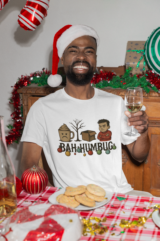 Bah Humbug T-Shirt, Secret Santa Gift, Whether it's a witty secret Santa exchange or a quirky staff gift, this Bah Humbug tee is a memorable addition to any collection.