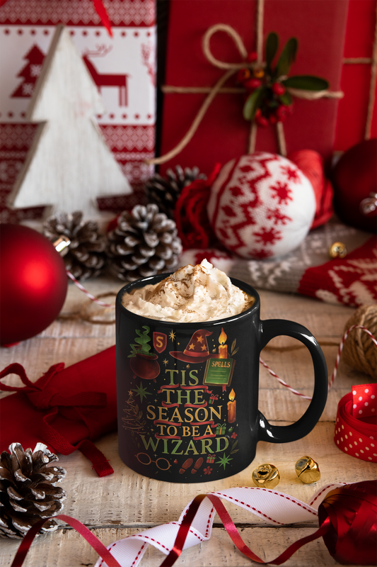 Festive Wizard Mug, Harry Potter Gift, Ideal for any Harry Potter fan, this delightful mug radiates a magical theme, capturing the essence of a Hogwarts Christmas.