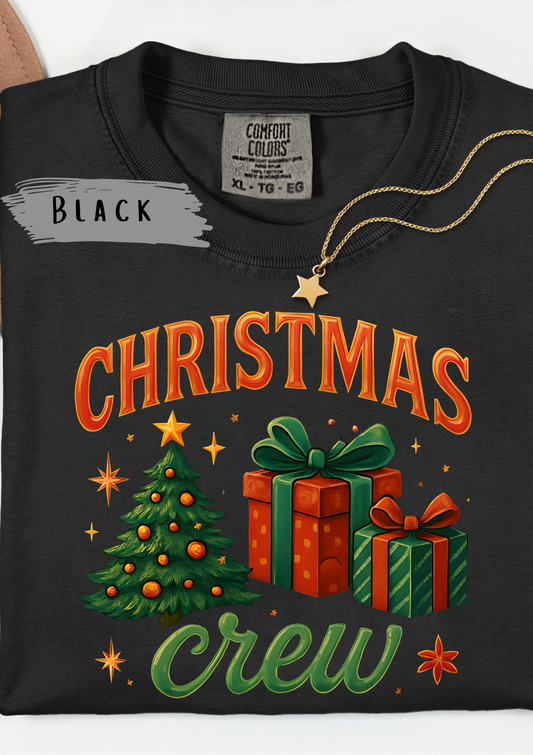 Comfort Colors Christmas Crew T-shirt, Step into the magic of Christmas 2025 with the Comfort Colours Christmas Crew Tee.