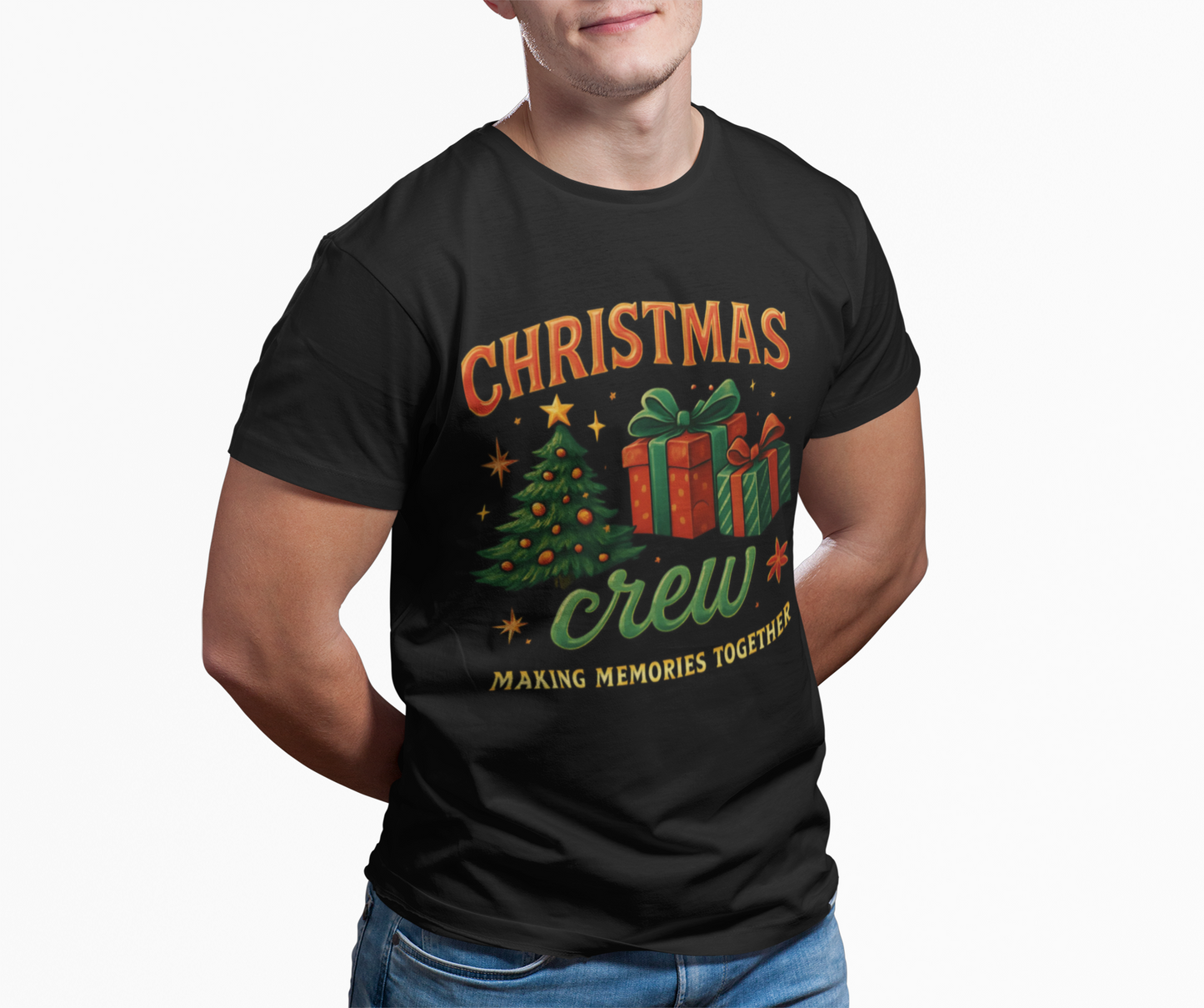 Festive Christmas Crew T-Shirt Bella Canvas, Perfect for the christmas queen in your life, it makes the cutest presents under the tree, or unites loved ones with matching xmas shirts.