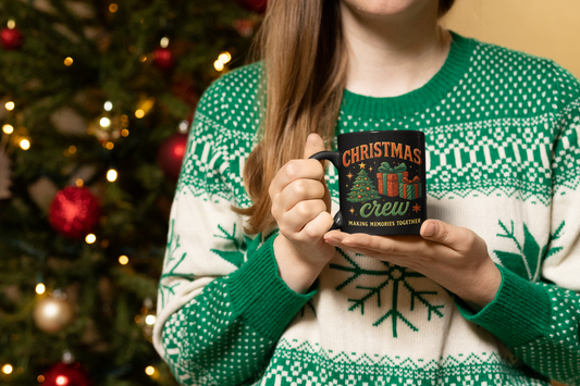 Christmas Crew Coffee Mug, This festive coffee mug embodies the joy of the season, perfectly blending tradition and warmth into every drink.