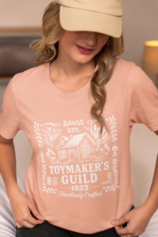 Nostalgic Christmas Tee, Vintage Toymaker Guild, a delightful nod to the nostalgic charm of Christmas past, a heart warming secret Santa idea.