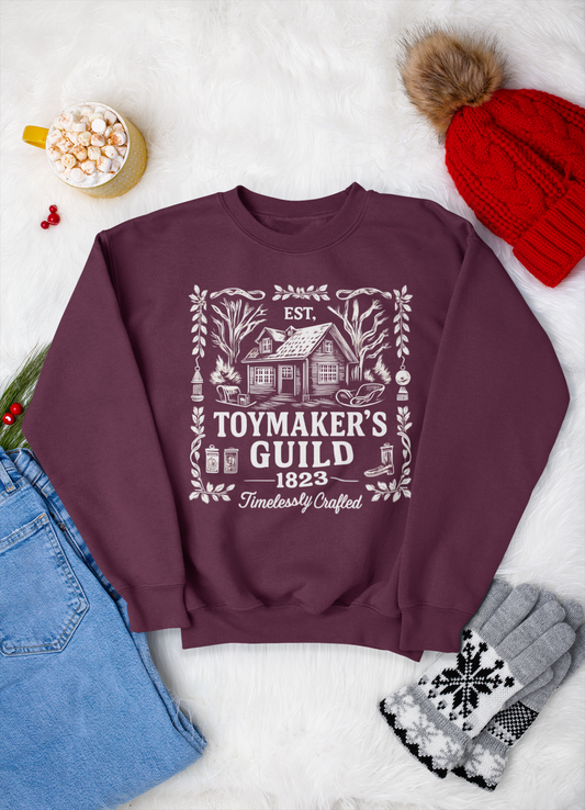 Vintage Toymakers Guild Christmas Jumper • Retro Santa Sweatshirt • Nostalgic Xmas Sweater • Funny Holiday Secret Santa Gift Unisex
