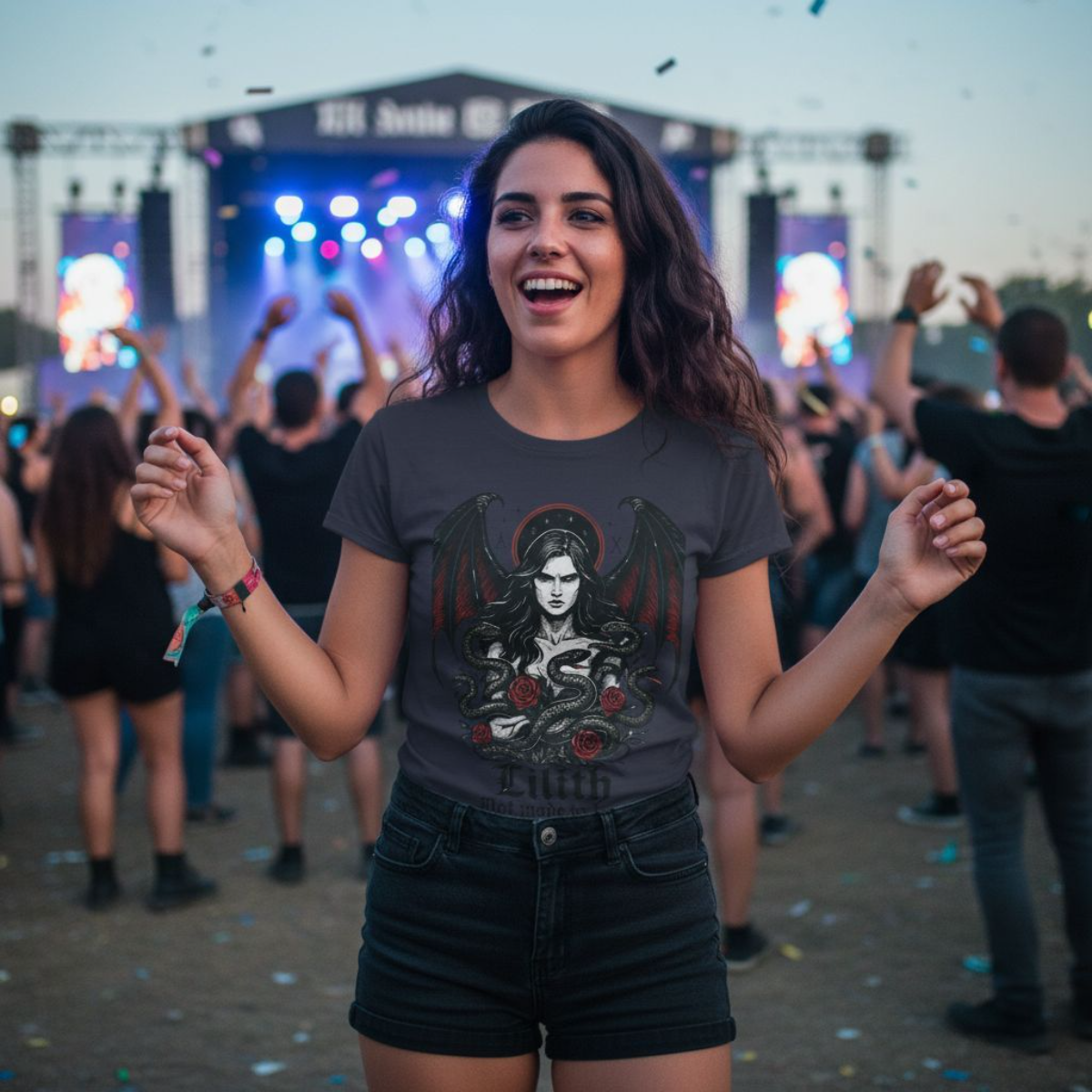 Goddess Lilith Graphic T-shirt, Whether you're drawn to witchy things or simply love the Lilith goddess, this piece adds a touch of mystery and power to your wardrobe.