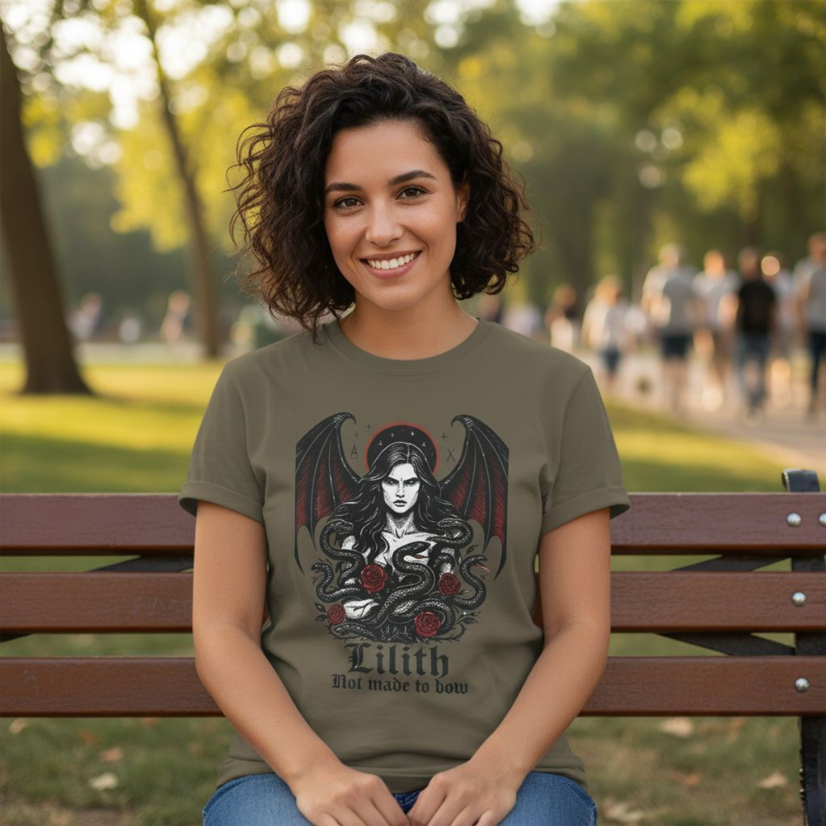Goddess Lilith Graphic T-shirt, Whether you're drawn to witchy things or simply love the Lilith goddess, this piece adds a touch of mystery and power to your wardrobe.