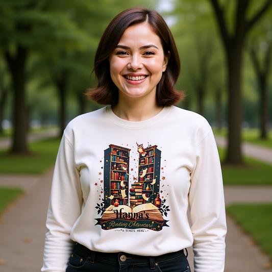 Personalized Book Lover Sweatshirt,Custom Name Reading Adventure Gift, Cozy Bookish Sweater, Reading Nook Aesthetic Pullover,bookworm gifts
