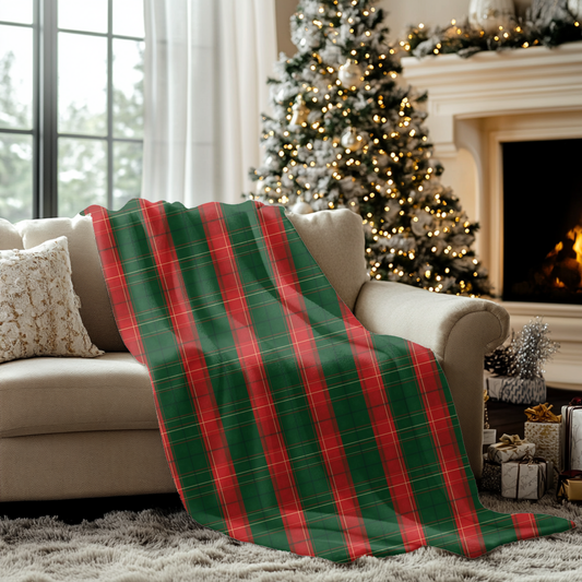 Christmas Plaid Sherpa Blanket, Plaid Sherpa Throw.