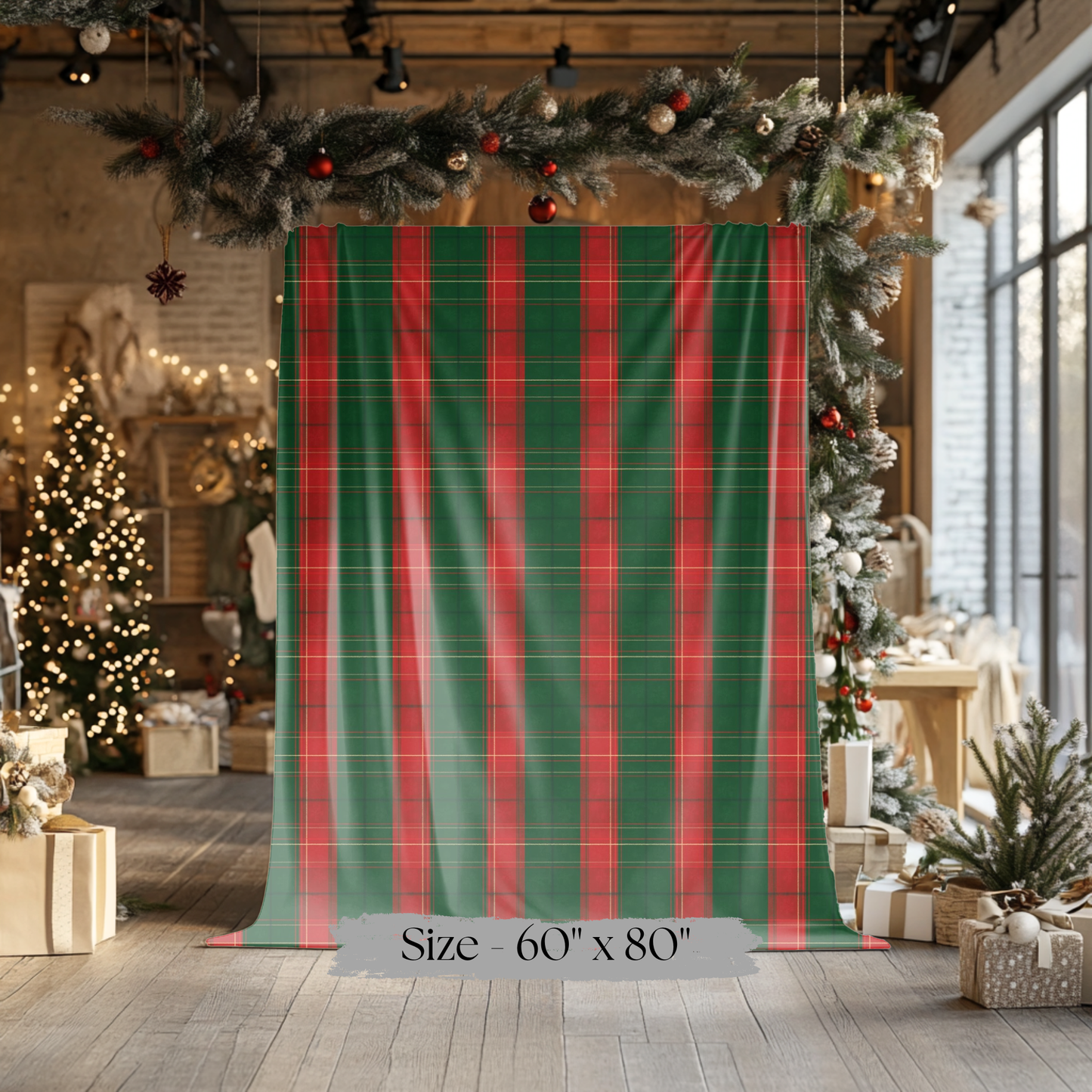 Christmas Plaid Sherpa Blanket, Plaid Sherpa Throw.
