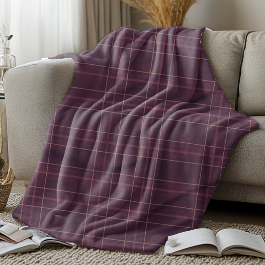 Christmas Plum Plaid Sherpa Blanket, Plaid Sherpa Throw, Warm Throw Blanket, Soft Fleece Blanket, Plaid Blanket, Plaid Throw Blanket
