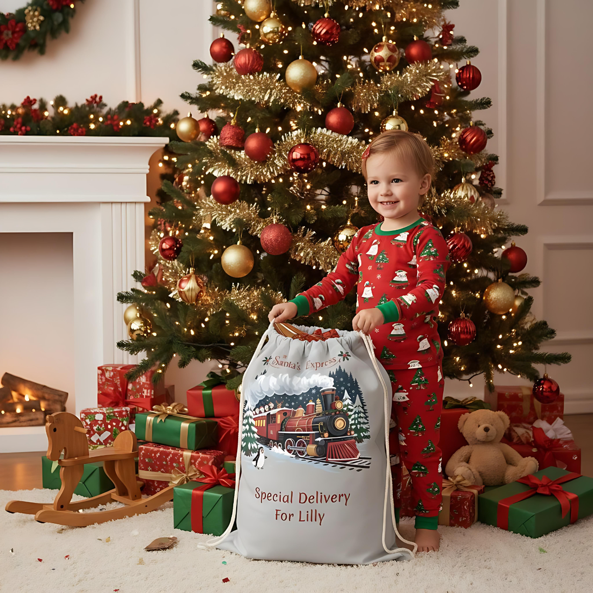 Personalized Santa Express Delivery Christmas Gift Sack, Custom Santa Sack, Xmas Sack, Santa Toy Sack, Santa Gift.