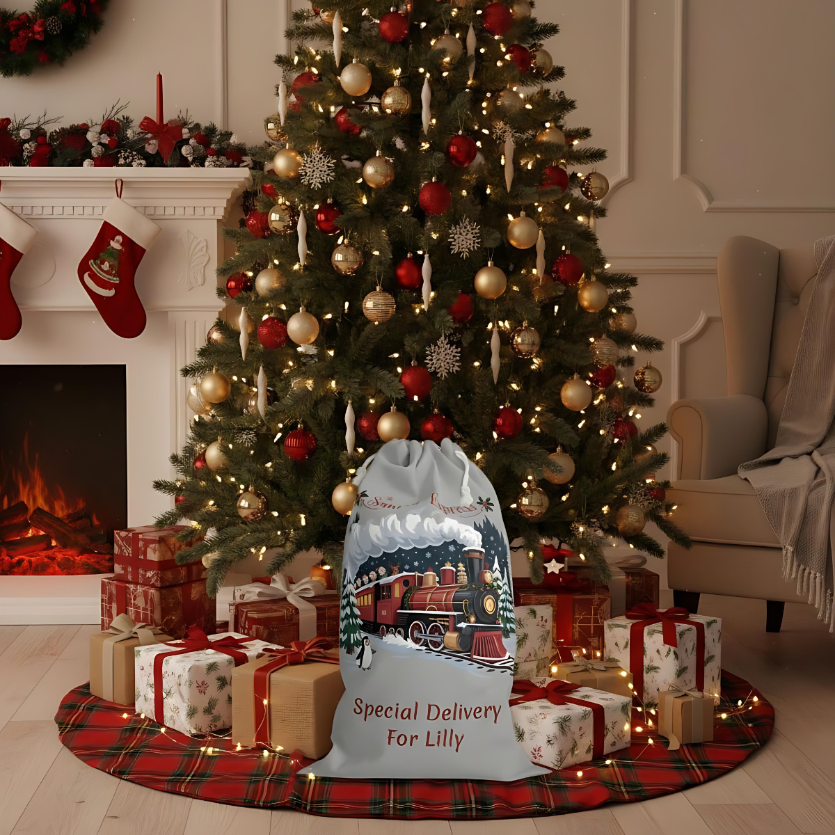 Personalized Santa Express Delivery Christmas Gift Sack, Custom Santa Sack, Xmas Sack, Santa Toy Sack, Santa Gift.