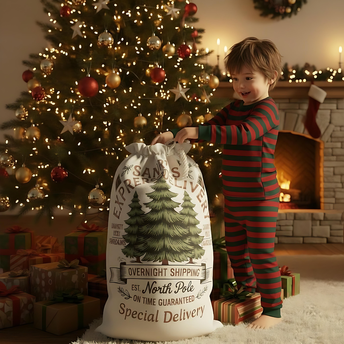 Personalized Santa Express Delivery Christmas Gift Sack, Custom Santa Sack.