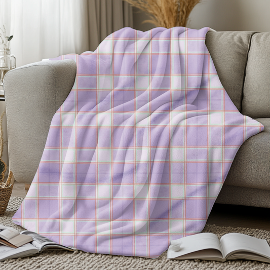 Cozy Arctic Fleece Blanket, Warm Throw, Plaid Pastle Blanket.
