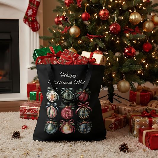 Christmas Tote Bag, Holiday Gift Bag, Personalized Tote for the Eco-Friendly Shopper.