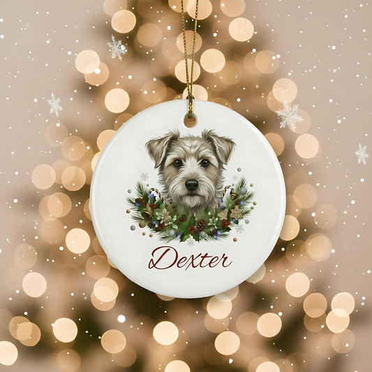 Personalized Terrier Christmas Ornament | Custom Terrier Dog Name Ceramic Keepsake | Terrier Gift for Dog Lovers