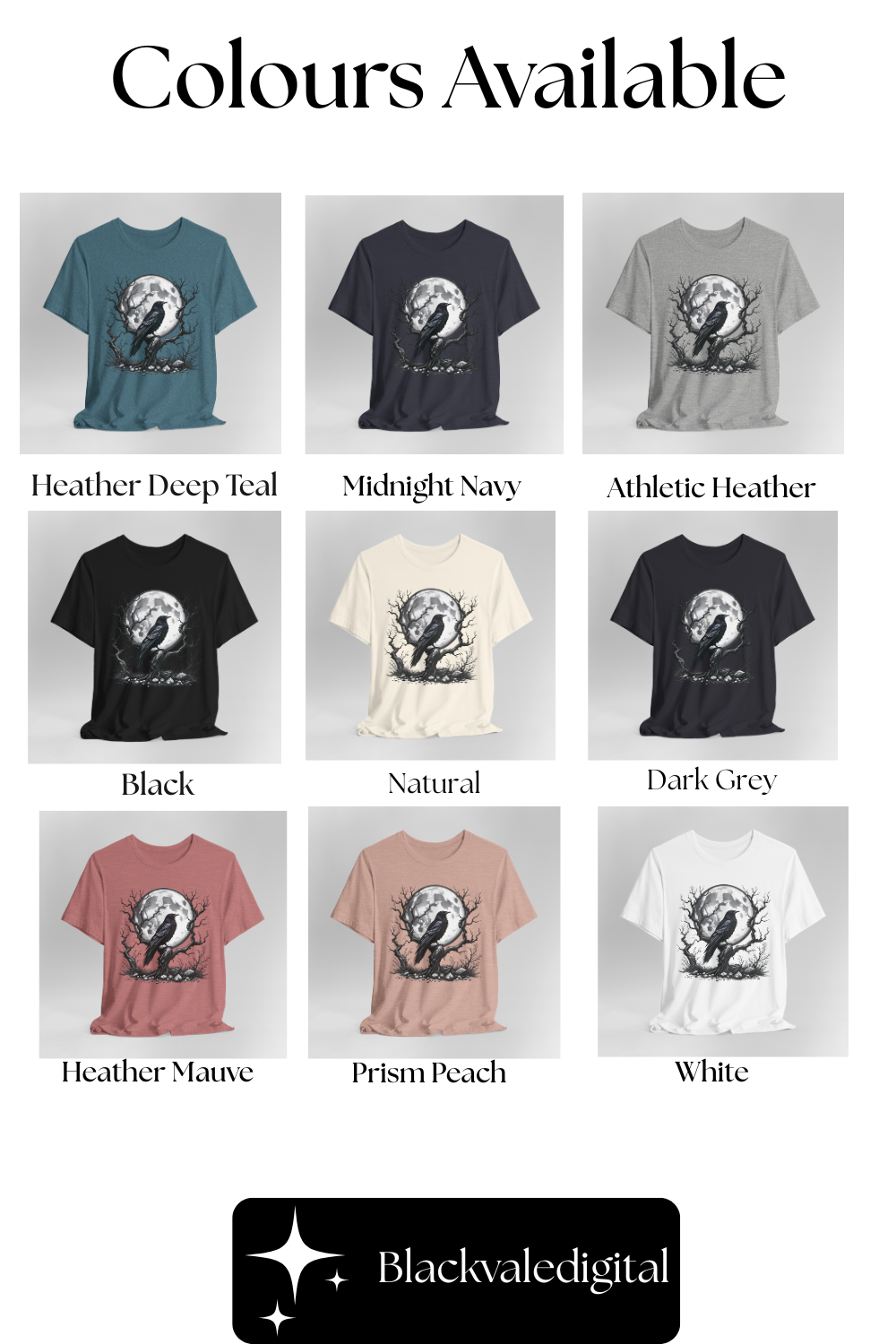 Moonlit Raven Shirt, Raven T Shirt, Black Crow Tee, Crows T Shirt, Pagan Shirt.