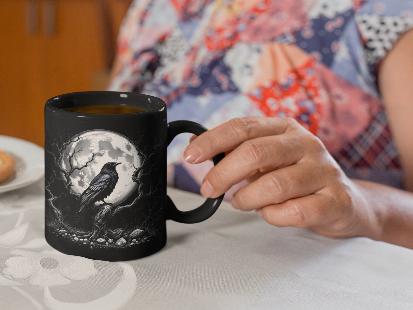 Gothic Raven Black Mug, Witchy 15oz Coffee Cup, Raven Mug, Gothic Coffee Mug, Witchy Mugs, Moon Mug, Raven Gifts