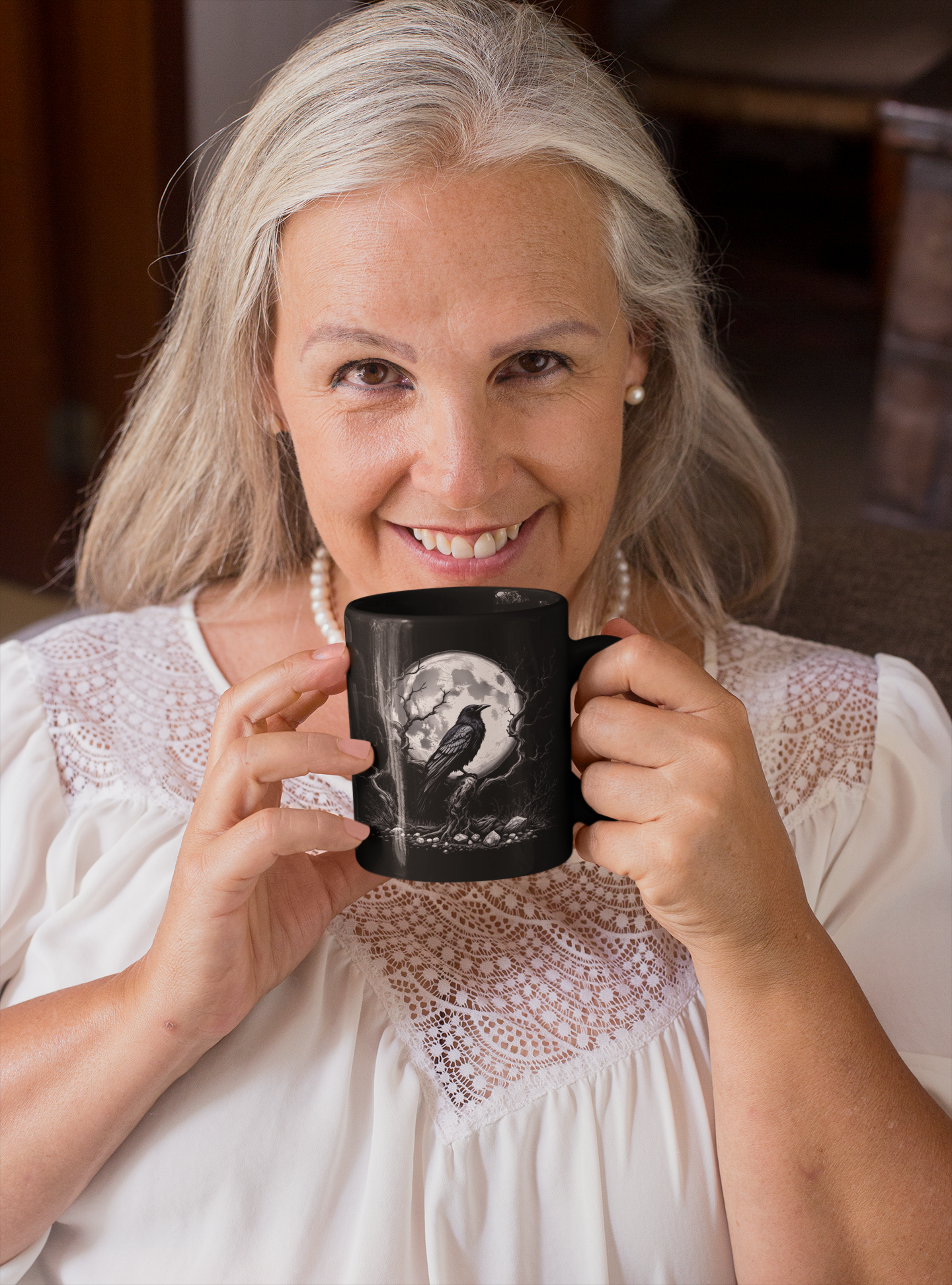 Gothic Raven Black Mug, Witchy 15oz Coffee Cup, Raven Mug, Gothic Coffee Mug, Witchy Mugs, Moon Mug, Raven Gifts