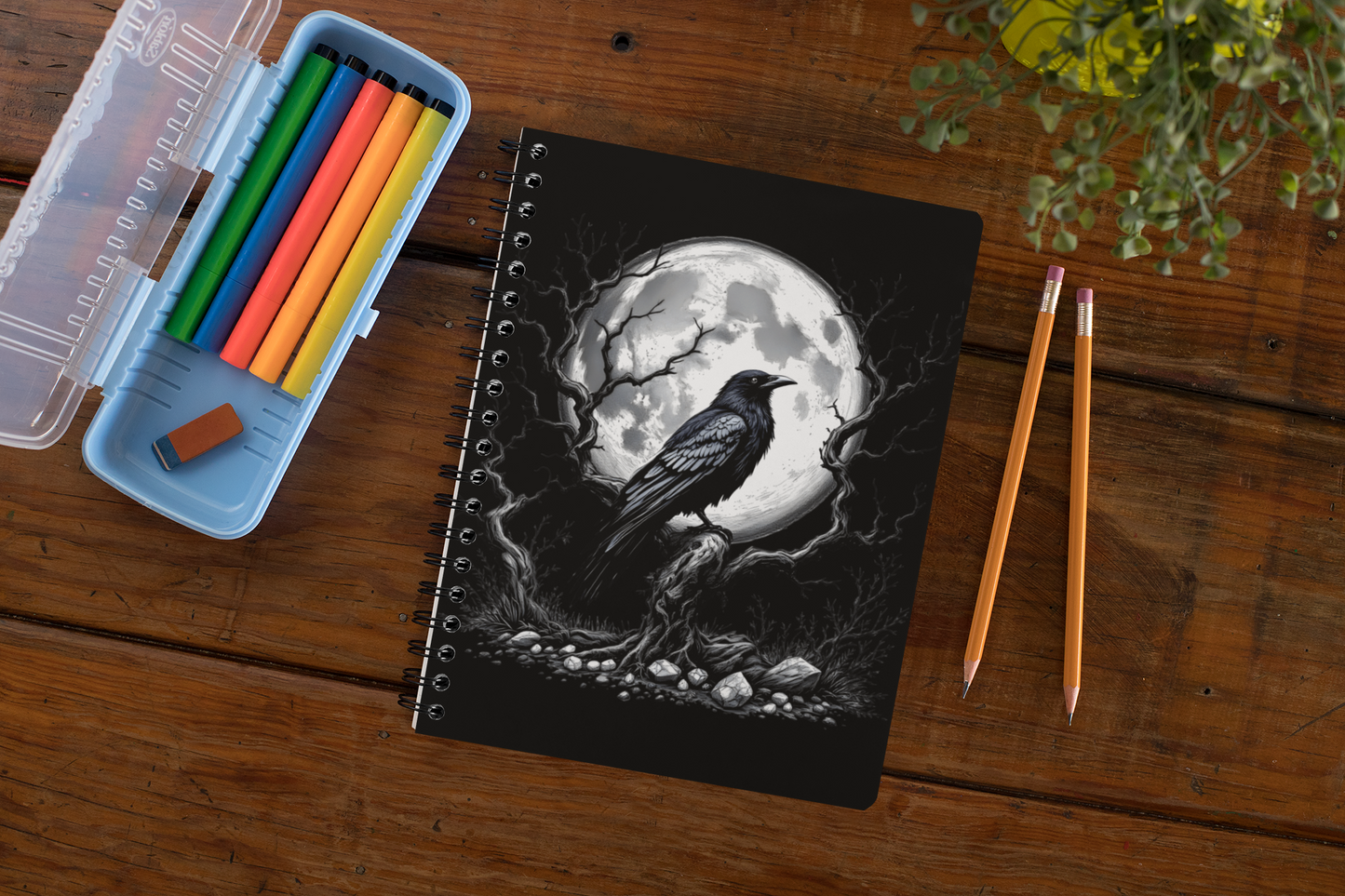 Moonlit Raven Gothic Witchy Notebook, Grimoire Journal, Raven Notebook, Witchy Journal,Whimsigoth Style,Gothic Journal,Spell Book,raven gift