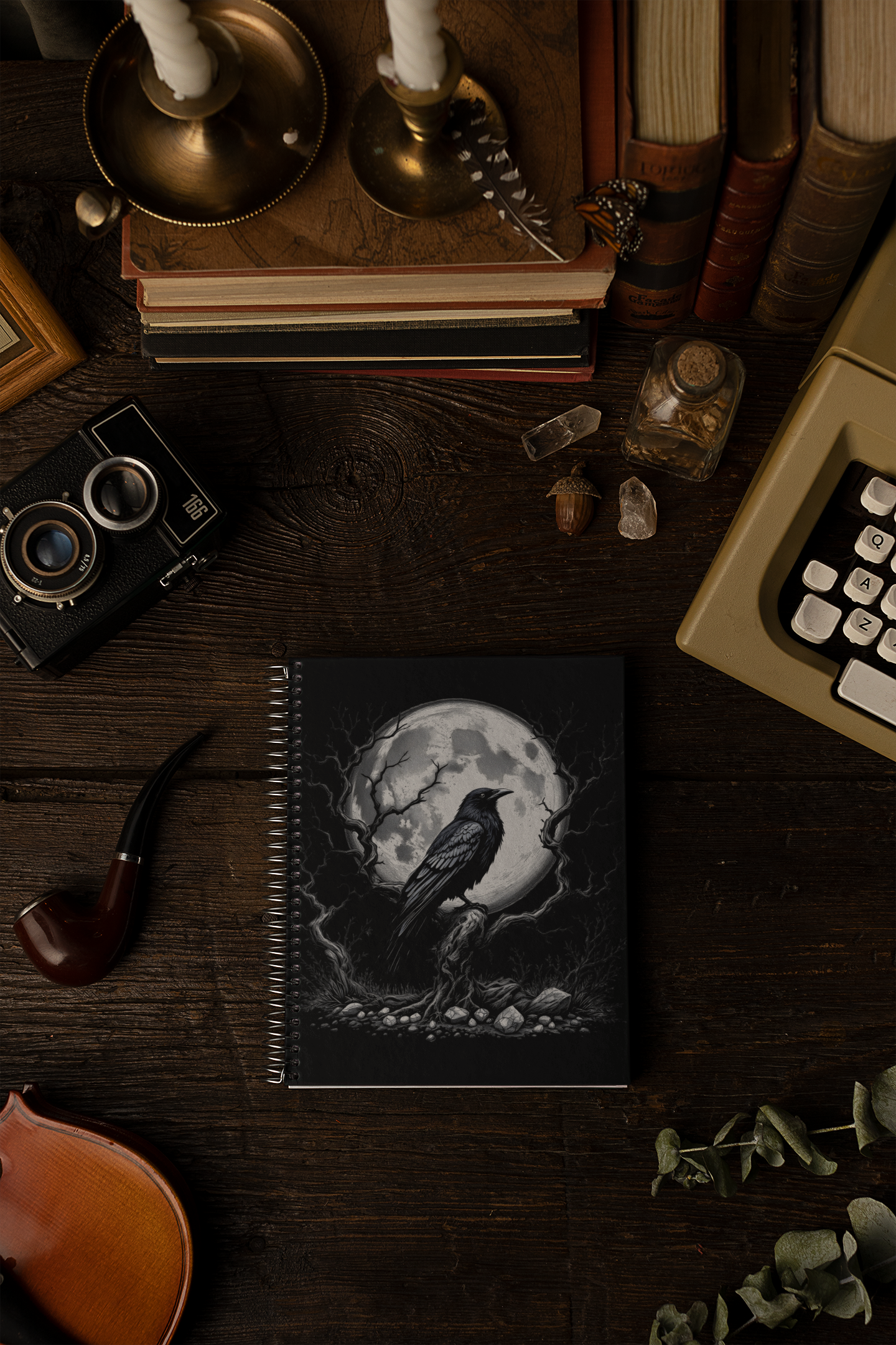 Moonlit Raven Gothic Witchy Notebook, Grimoire Journal, Raven Notebook, Witchy Journal,Whimsigoth Style,Gothic Journal,Spell Book,raven gift