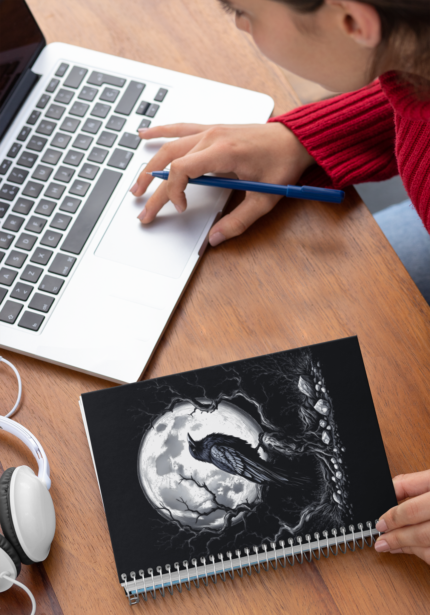 Moonlit Raven Gothic Witchy Notebook, Grimoire Journal, Raven Notebook, Witchy Journal,Whimsigoth Style,Gothic Journal,Spell Book,raven gift