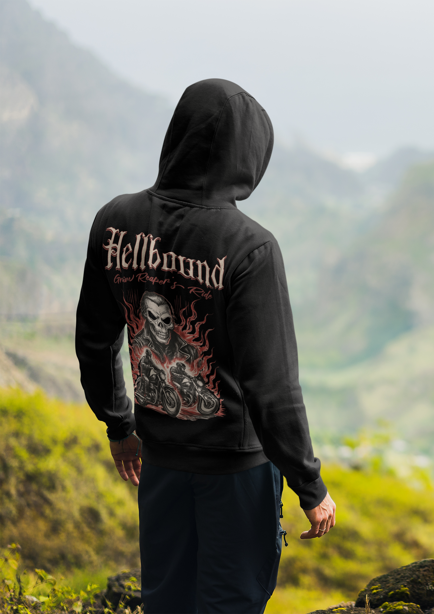 Hellbound Graphic Zip Hoodie, Biker Hoodie, Full Zip Hoodie, Winter Essentials, Biker Apparel, Motorcycle Hoodie, Metalhead Apparel